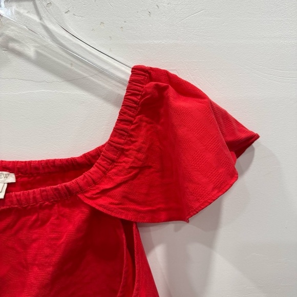 J. Crew Factory Red Off-Shoulder Petal Sleeve Cotton Stretch Top Medium - Picture 5 of 5